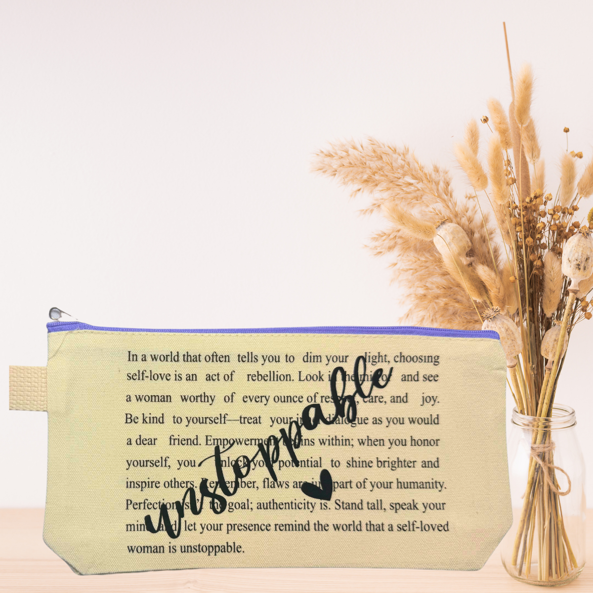 Inspirational Makeup Bags | Motivational Zipper Pouch | Daily Affirmation Cosmetic & Travel Organizer
