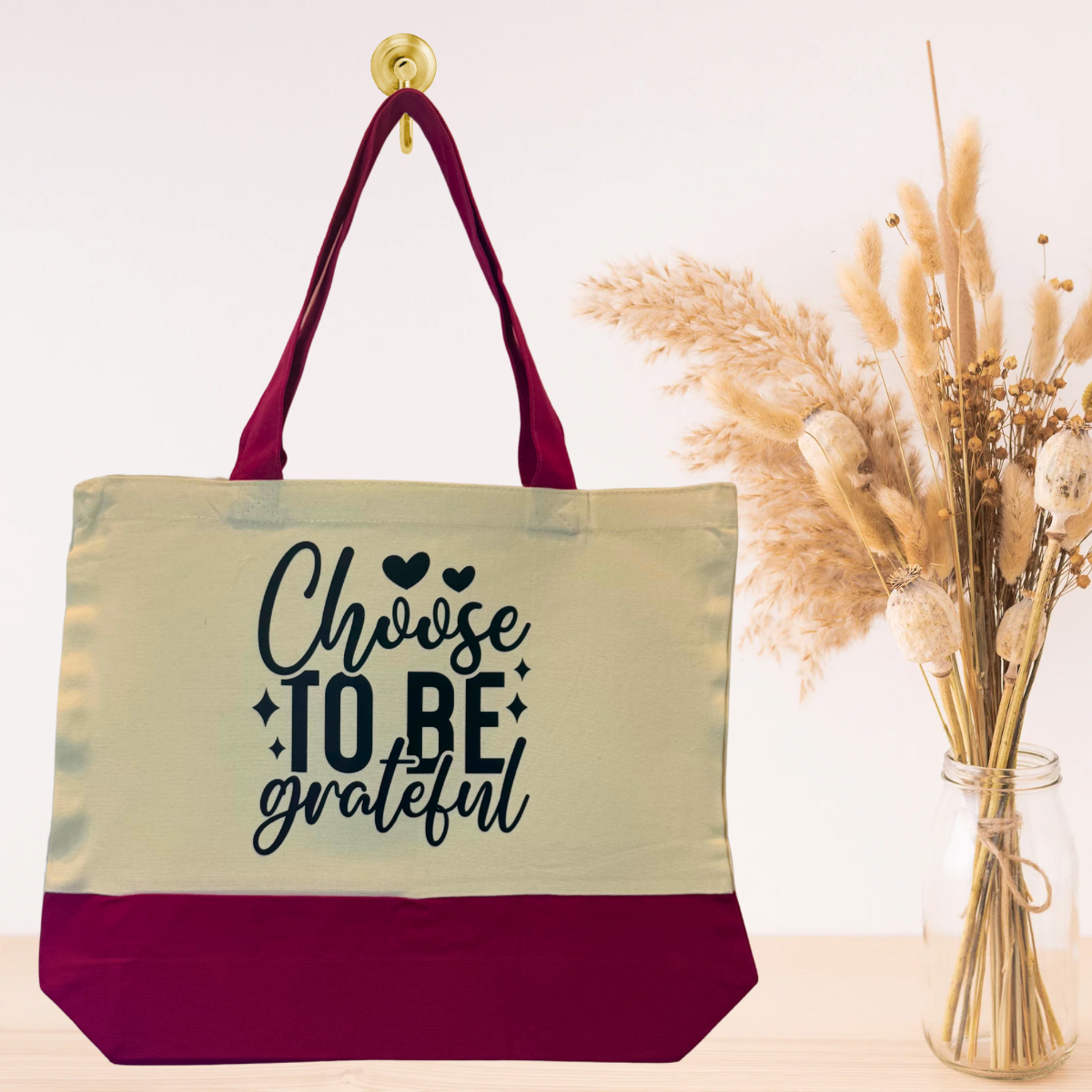 Fuchsia inspirational tote bag with empowering quote for daily use